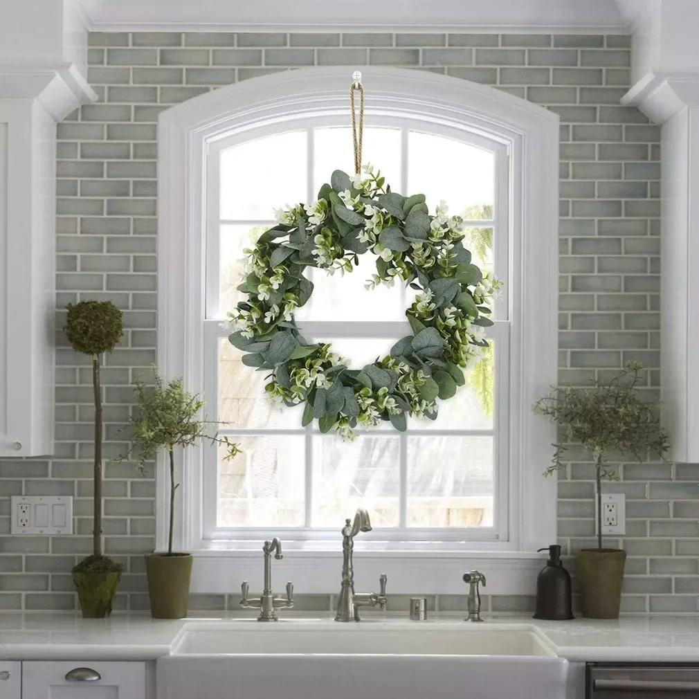 

30cm Money Eucalyptus Decorations Wreath Plants Background Wall Window Decorative Wedding Party Supplies Gifts Christmas Decor