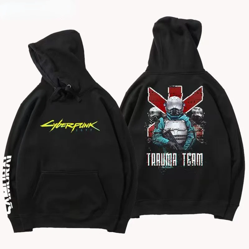 

Толстовка мужская оверсайз с длинным рукавом, свитер с графическим принтом в стиле киберпанк, уличная одежда в стиле Харадзюку, S2077, осень