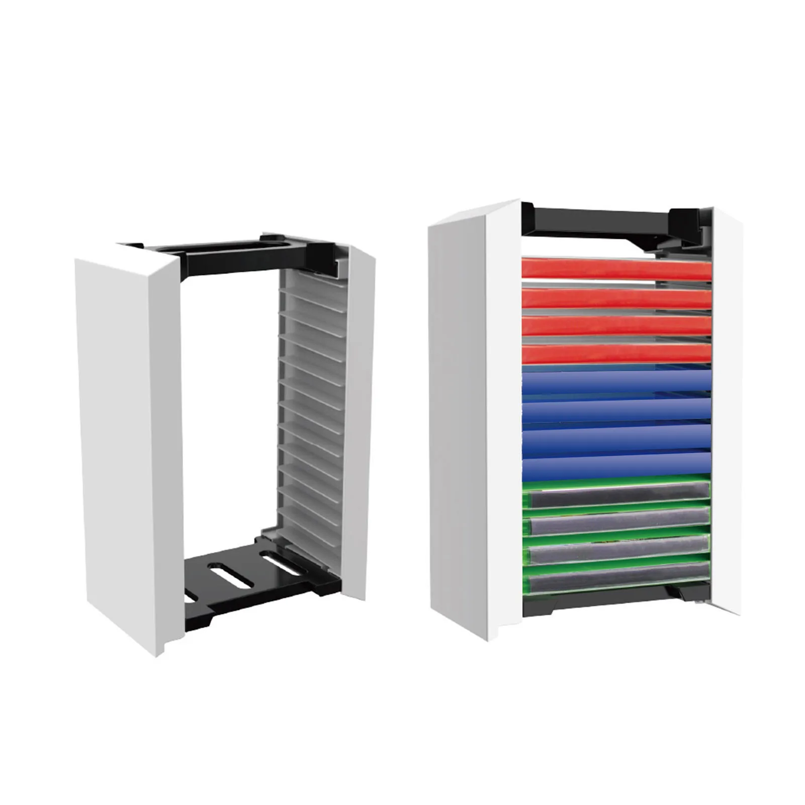 

Двухуровневый держатель для диска, вертикальная подставка для игровых дисков PS4 P S5 Switch XboxOne, может вместить 12 игровых дисков