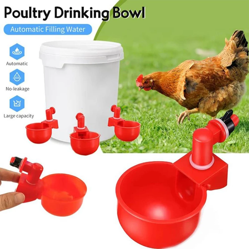 Kit ciotola per abbeveratoio automatico tazza per acqua di pollo galline bevitori di gallo pollame in plastica strumenti per l'alimentazione degli uccelli domestici per la fattoria del cortile