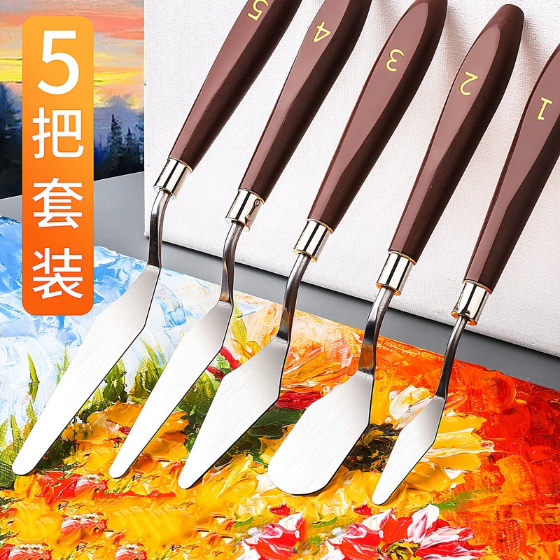 

5Pcs/Set Stainless Steel Oil Painting Knives Artist Crafts Spatula Palette Knife Oil Painting Mixing Knife Scraper Art Tools