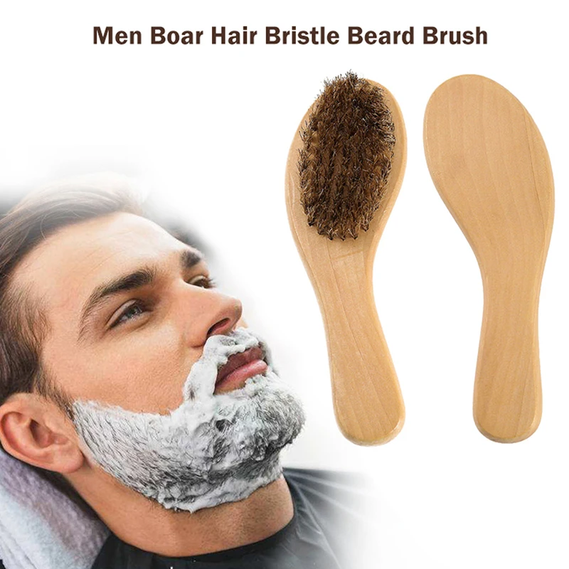 

17*2cm Men Boar Hair Bristle Beard Brush Shaving Comb Face Massage Handmade Yellow Mustache Brush Care
