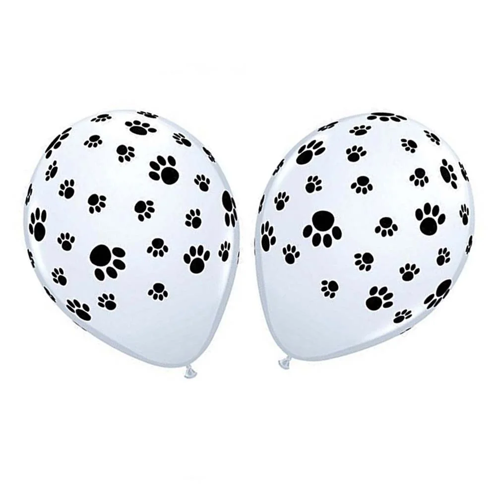 

Balloons Paw Dog Print Latex Party White Inch Birthday Puppy Black Wedding