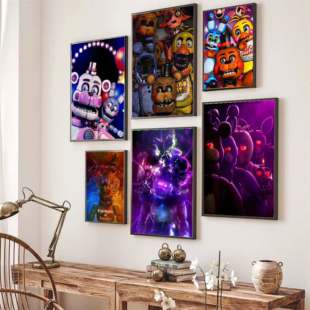 

FIVE N-NIGHTS AT F-FREDDY'S Poster Self-adhesive Art Poster Retro Kraft Paper Sticker Room Bar Cafe Vintage Decorative Painting