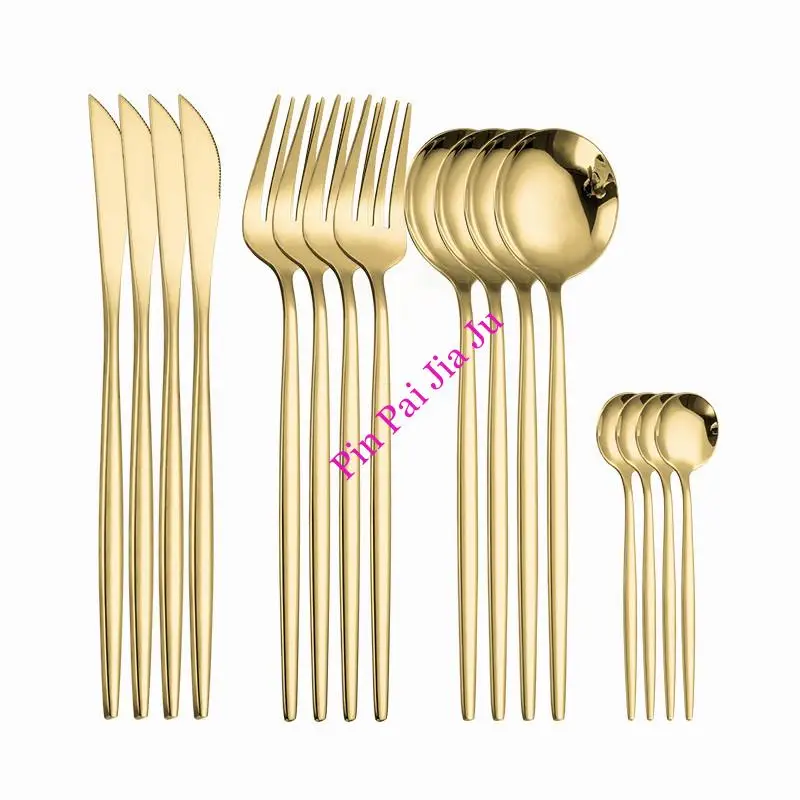 

Home Tableware Fork Golden Cutlery Complete Dinner Set 16 Pcs Cutlery Set Rainbow Fork Spoon Knife Dinnerware Set Free Shipping