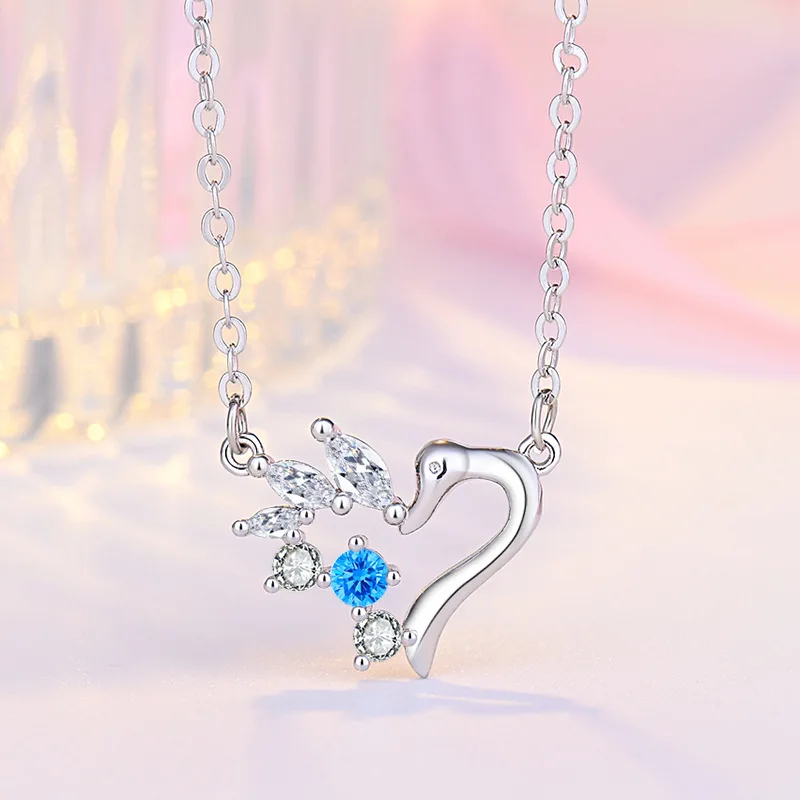 Женское ожерелье из серебра 925 пробы с кристаллами