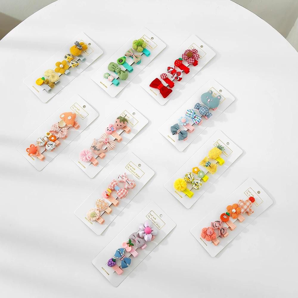 

5Pcs/Set Cute Hair Clips for Baby Flower Animal Plant Cartoon Hairclips Fruit Kawaii Hairpin Barrettes Hair Accessories Gifts