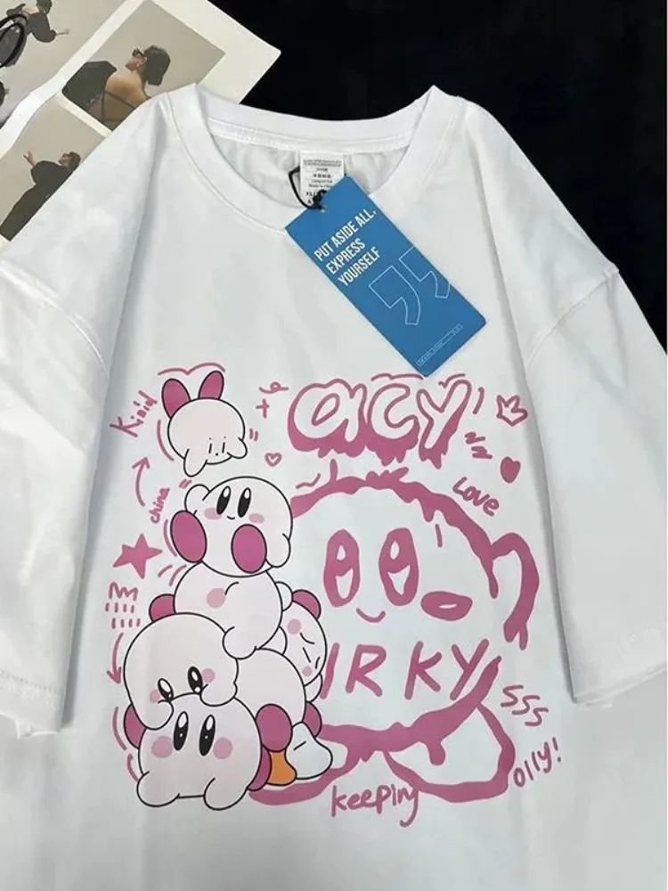 

Deeptown Harajuku Kawaii T Shirts Women Japanese Streetwear White Cotton Top Female Sweet Cute Graphic Tees Cartoon Print Shirts