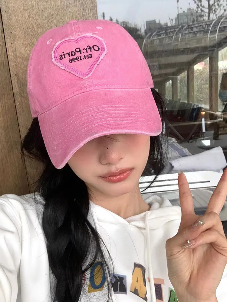 

Модная женская бейсбольная кепка Y2K, трендовая танцевальная Кепка в стиле K-POP, украшение в виде милого сердца, новая женская летняя повседневная одежда в стиле High Street