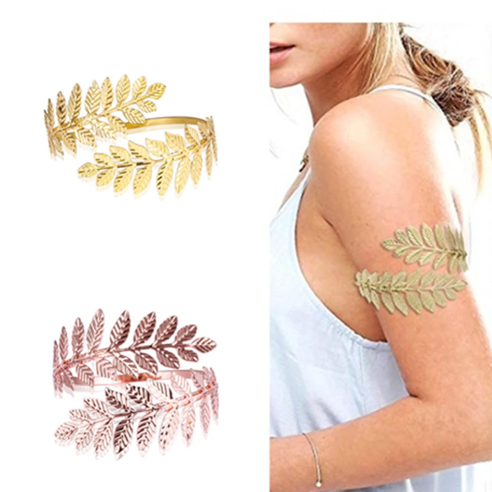 

Hot Selling Gold/Silver Color Greek Roman Laurel Leaf Bracelet Armband Upper Arm Cuff Armlet Festival Bridal Belly Dance Jewelry