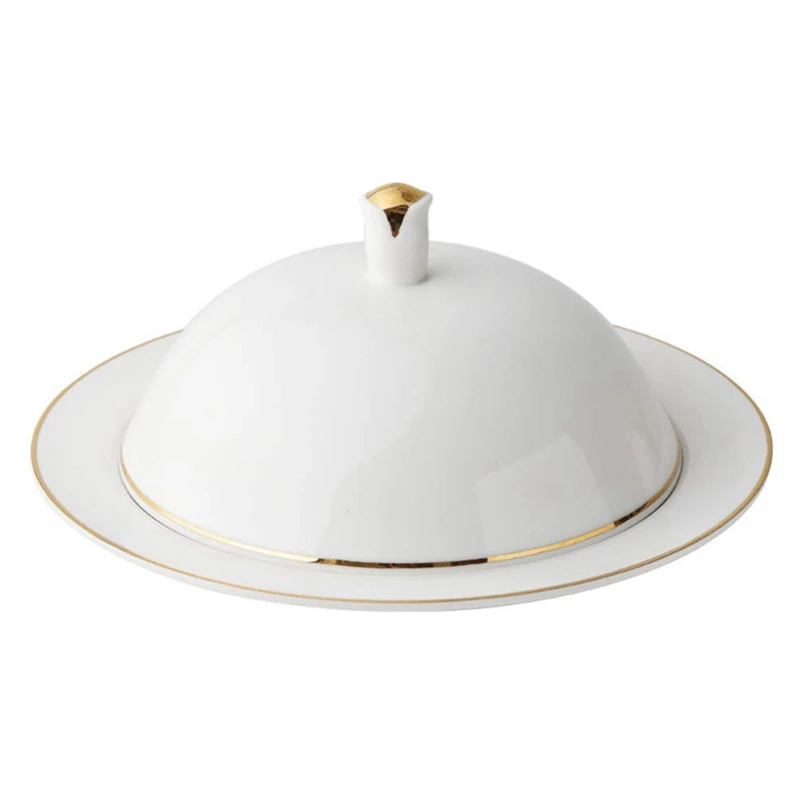 

1 Set Ceramic Serving Plate Platter With Dome Cover Food Serving Platter Stand For Cake Fruit Candy Dessert Salad Cheese