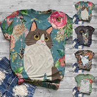 s 5xl multicolor 3d cute cat print t shirt women fashion round neck short sleeve cute animal short sleeve tops t shirt femme
