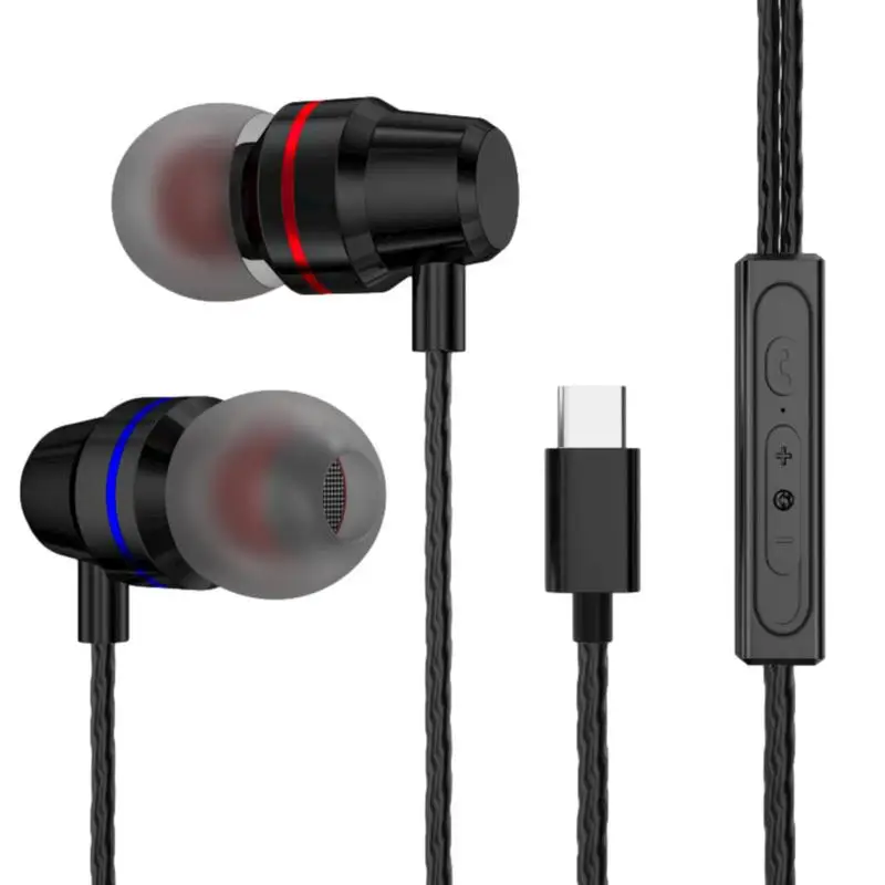 

Hot Sale Type C Earphone In-Ear Wire Headphones Noise Reduction Earphone Wired Control Volume Headset With Mic For Huawei P30pro
