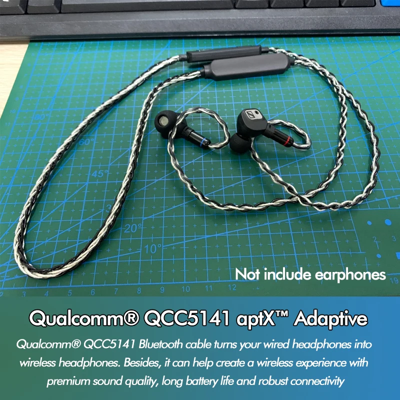 AptX Adaptive Kopfhörer Kupfer Silber Überzogene Bluetooth 2Pin/IE8/QDC/A2DC/IM/IE40PRO/MMCX kabel QCC5141 Chip Ture AAC SBC Codierung