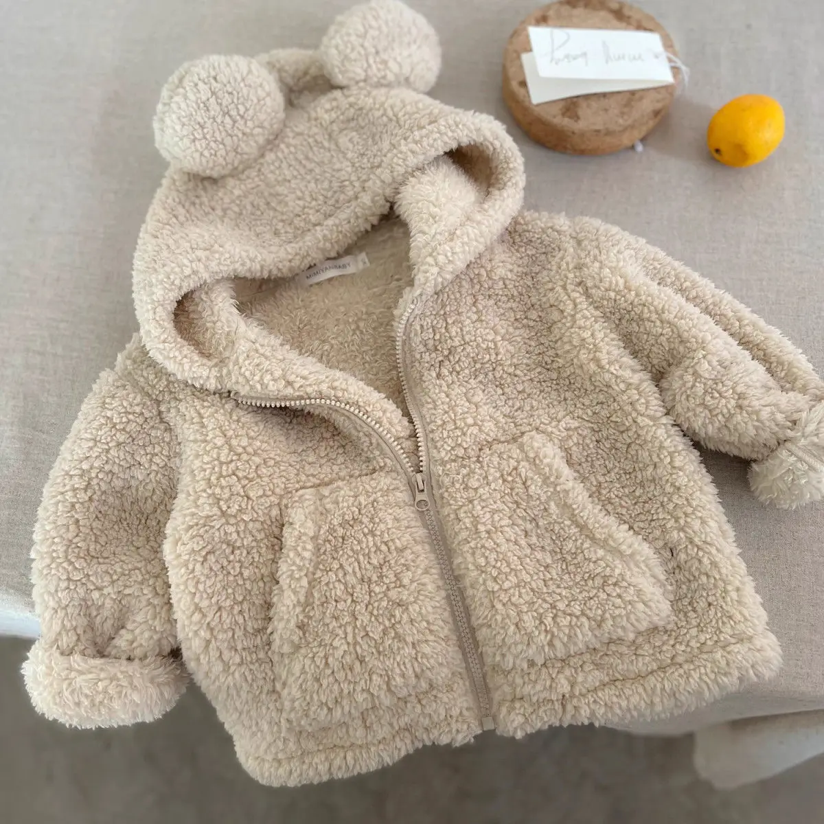 Детская плюшевая куртка осенне-зимняя толстая толстовка с капюшоном для