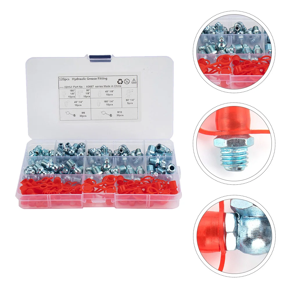 

Grease Zerk Fitting Hydraulic Fittings Assortment Degree Couplers Parts Kit Set Nozzle Iron Inserts Straight Metric 90 Adapter