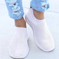 women flats shoes plus size 43 breathable mesh platform sneakers women slip on soft ladies casual shoes woman knit sock flats