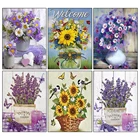 Алмазная 5D картина сделай сам, мозаика с цветами, розами, лавандой, Набор для вышивки крестиком, круглая Алмазная вышивка, Новое искусство, домашний декор