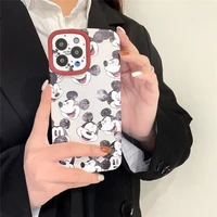 disney mickey phone cases for iphone 13 12 11 pro max mini xr xs max 8 x 7 se 2022 hand strap silicone phone back cover