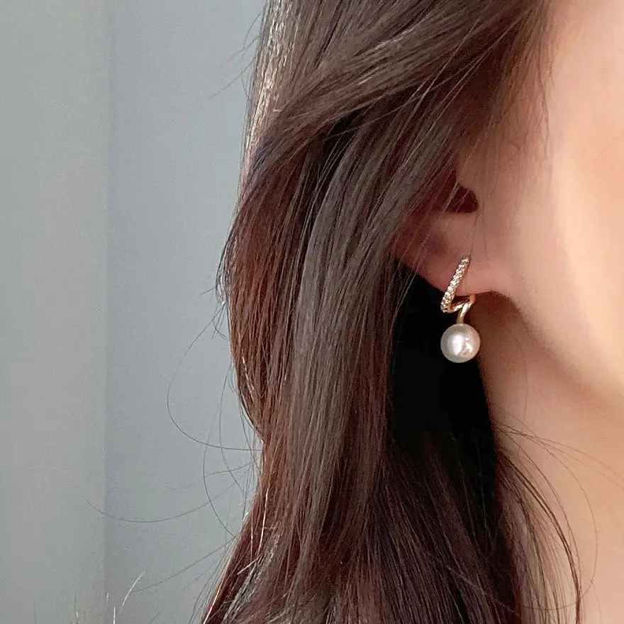 

2022 New Fashion Row Rhinestone S Shape Pearl Earrings for Woman Elegance Golden Twisted S Line Pearl Dangle Earrings Jewelry
