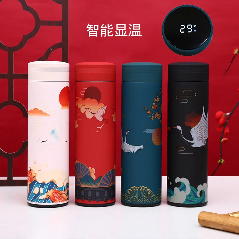 

Smart 304 Stainless Steel Warm Chinese Style Trend Thermos Cup Business Water Cup with Display Temperature Gift Cup