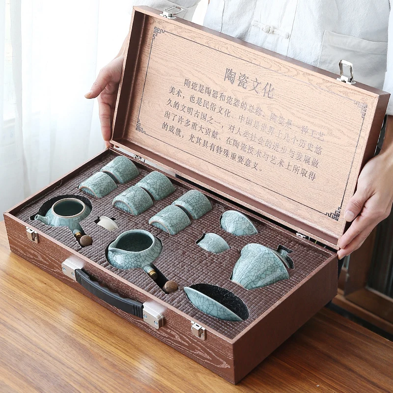 Chinese Style Set Vintage Ceramic Gongfu Teapot Tea Cup Light Luxury High-End Gift Box-Packed