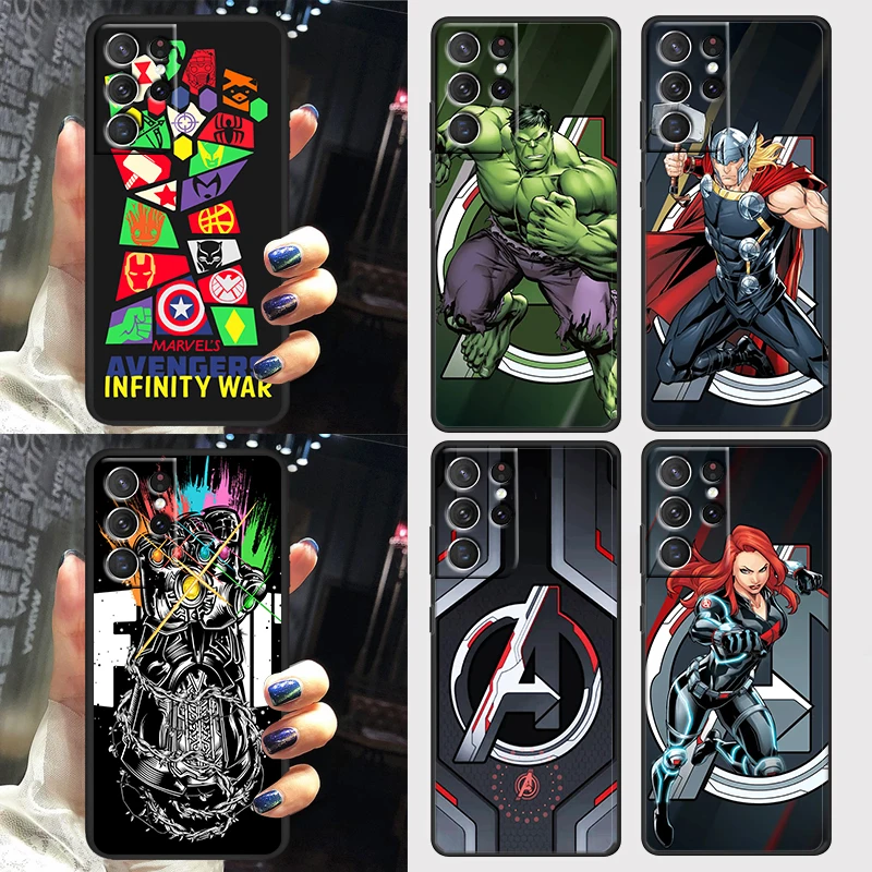 

Heroes Marvel Cool Case For Samsung Galaxy S22 S21 S20 FE Ultra Plus S10 S9 S8 5G Black Soft Phone Cover Capa Shell Core Coque