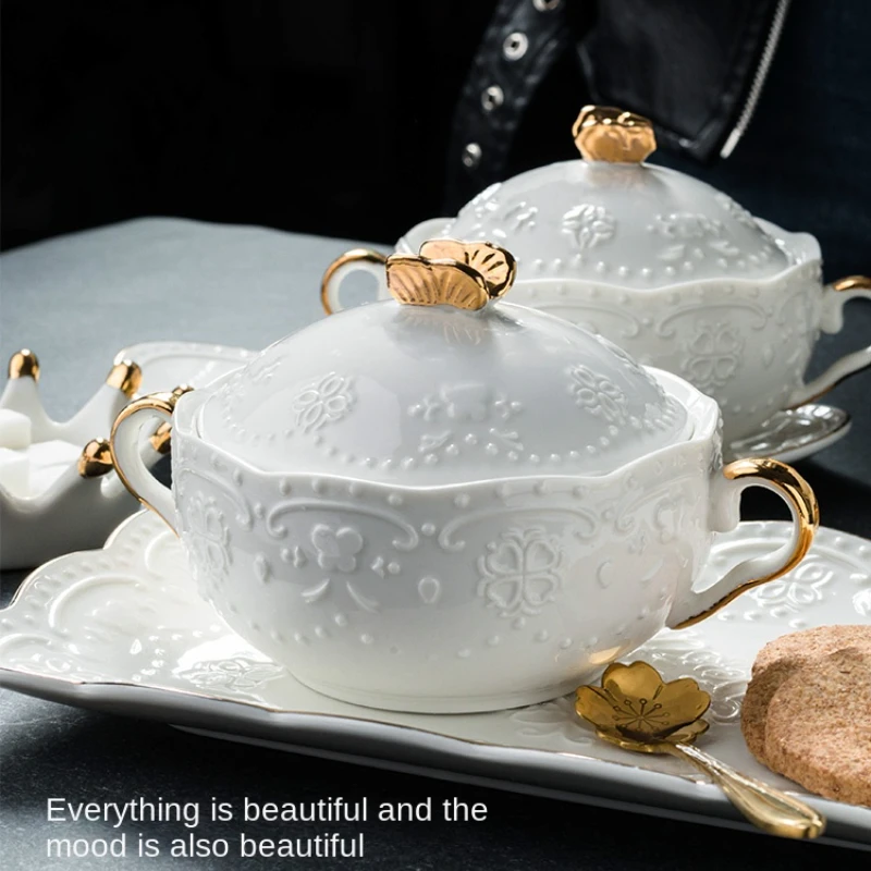 Cubilose миска для десерта с двойными ушками и крышкой медленная Варка Tremella своего