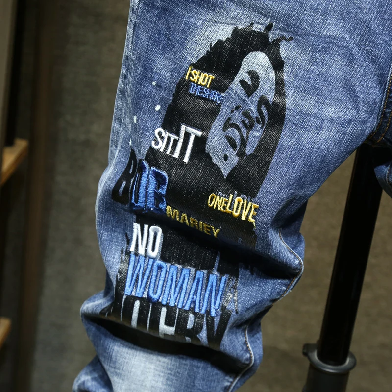 Men's Jeans Retro Slim Fit Denim Pants Bicycle Stretch High Quality Men's Straight Tube Casual Designer Brand Street Apparel