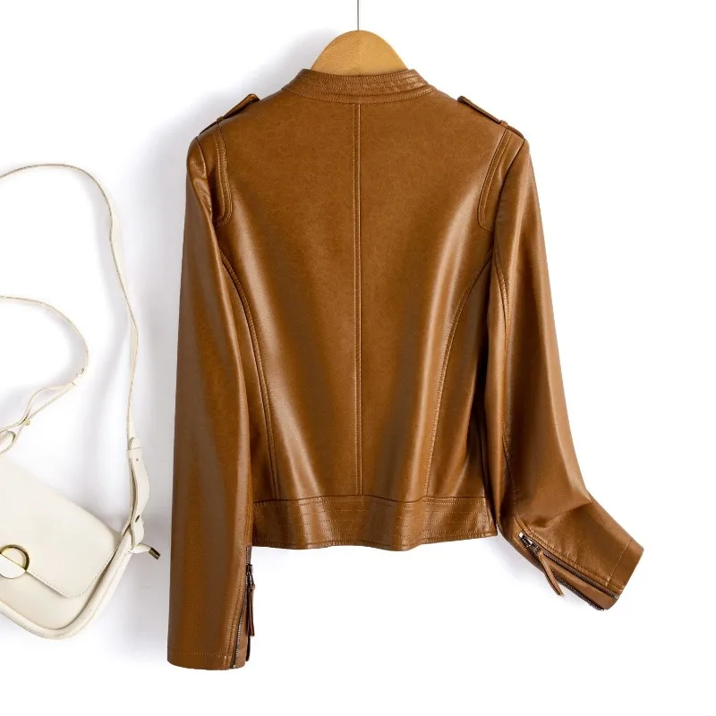 Новое кожаное облегающее платье женская короткая весенне-осенняя узкая кожаная