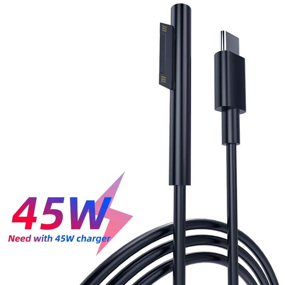 

USB Type C Power Supply Charger Adapter 45W 15V 3A PD Fast Charging Cable for Microsoft Surface Pro 3/4/5/6 Book 2/Go/ Laptop