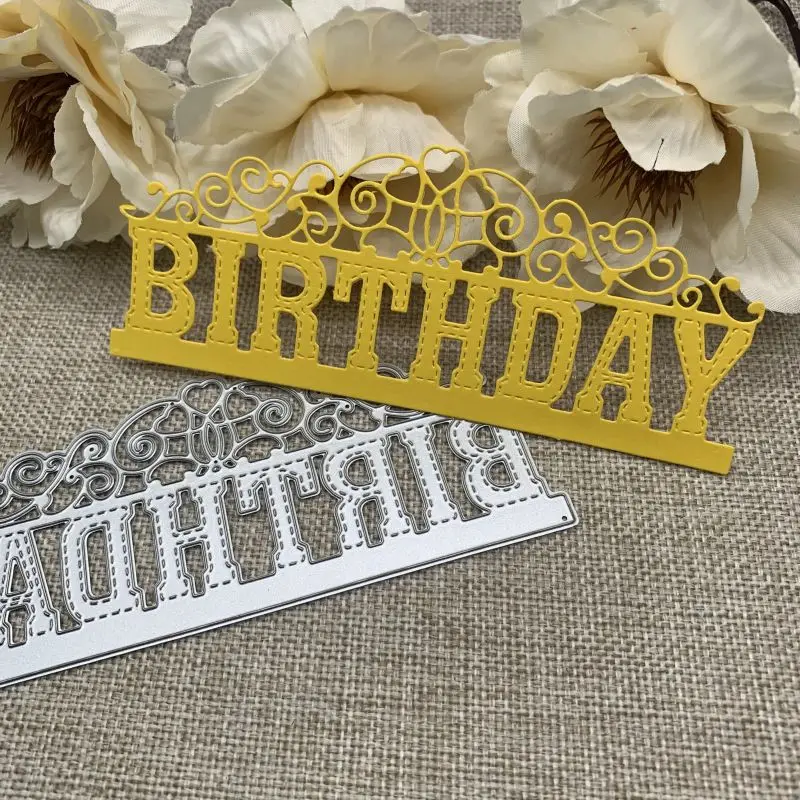 Birthday flower crown Metal Cutting Dies Stencils For DIY Scrapbooking Decorative Handcraft Die Cutting Template Mold