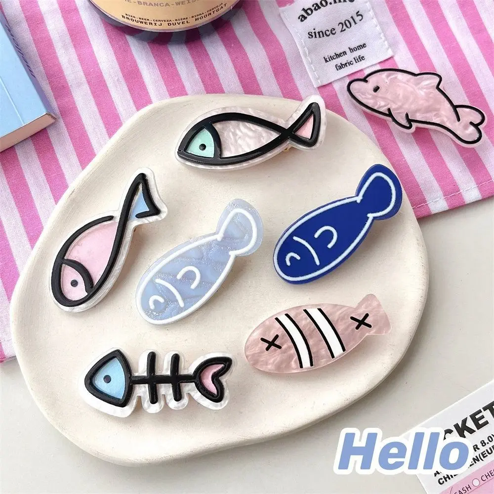 

Dolphin Fish Bone Hairpin Fashion Cartoon Animal Geometry Ponytail Holder Daily