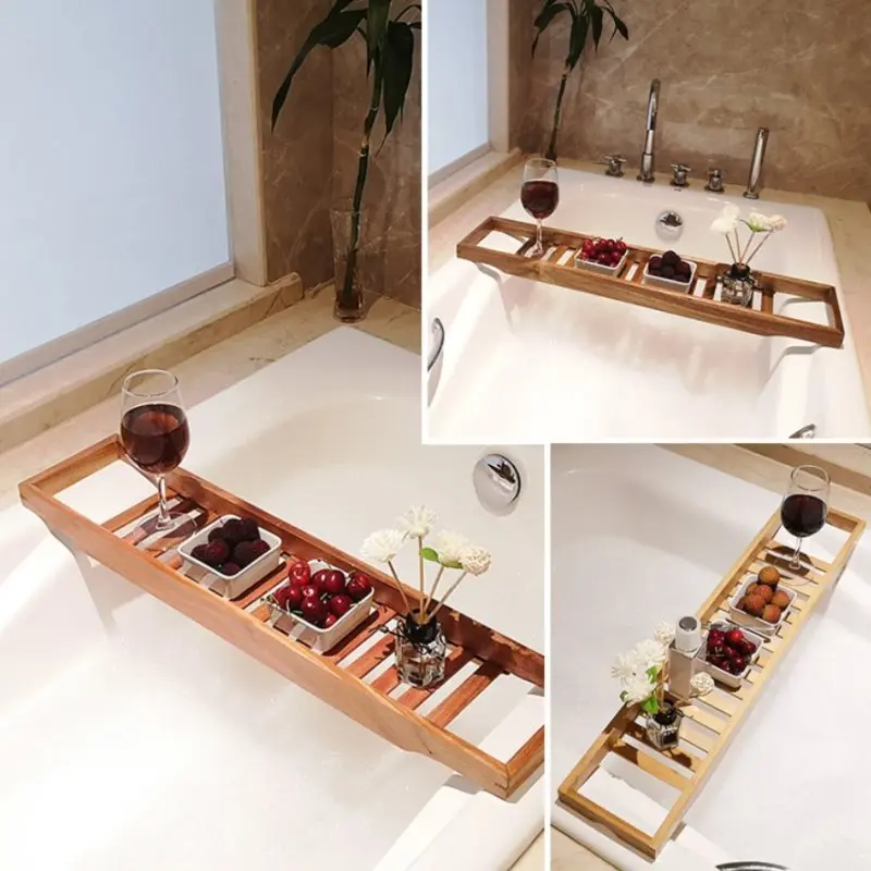 

Bamboo Extension Antiskid Bathroom Multi Function Bathtub Shelf Toilet Spa Bath Shelf Bathtub Tray Bathtub Accessories