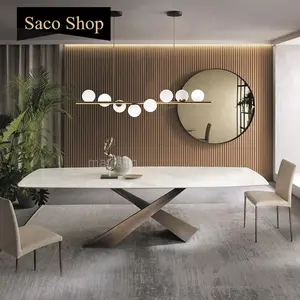 Итальянский креативный индивидуальный домашний обеденный стол для вестибюля отеля квартиры современный минималистичный стол Роскошный каменный стол прямоугольный стол