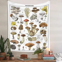 mushroom tapestry vintage illustrative reference chart decor fungus colorful vertical wall hanging for room decoracion pared