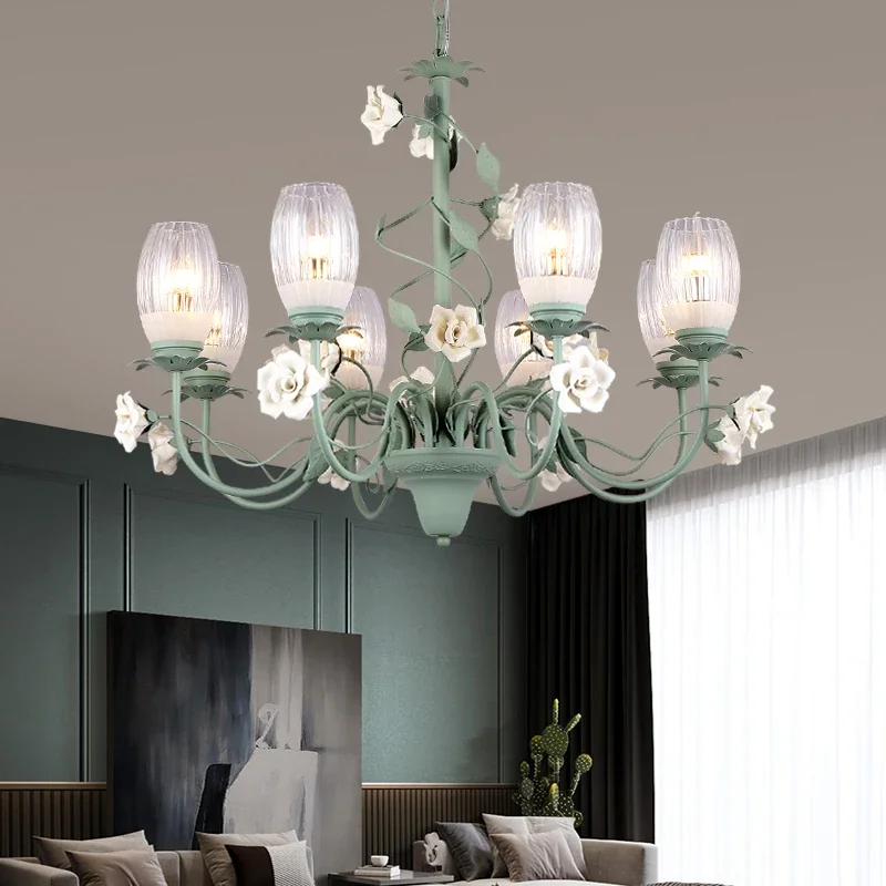 

Nordic Light Luxury Bedroom Chandelier Living Room Bedroom Dining-Room Lamp Simple American Bedroom Chandelier New Green Lamp