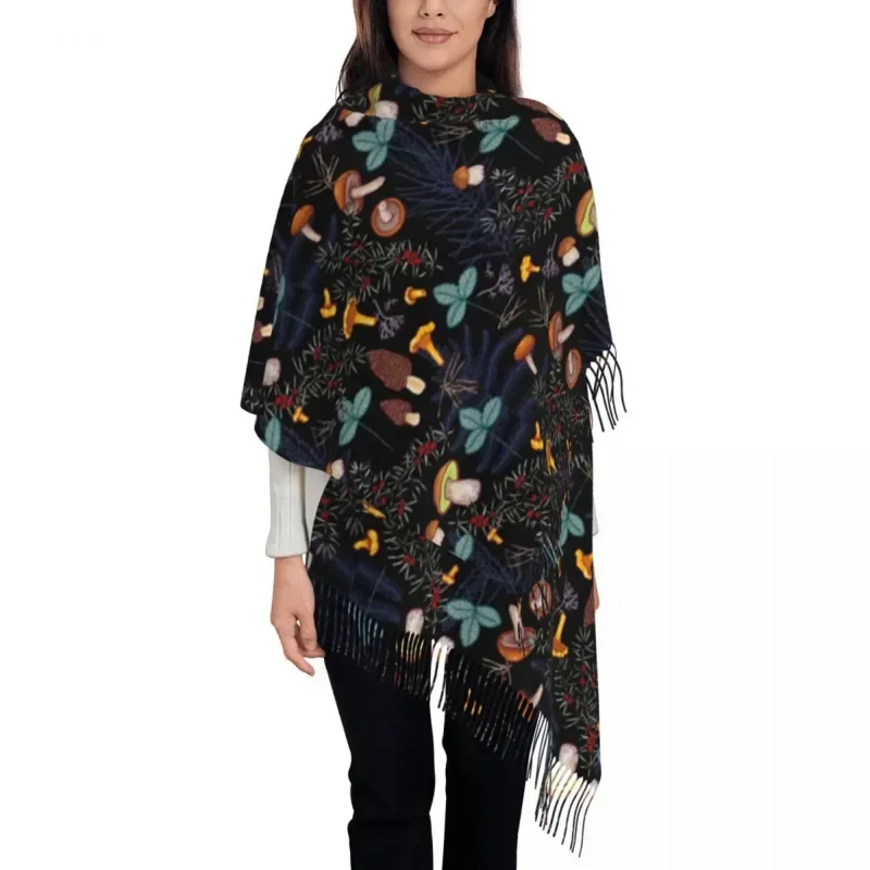 

Dark Wild Forest Mushrooms Wrap For Womens Winter Warm Long Soft Scarf Pashmina Shawl Scarves