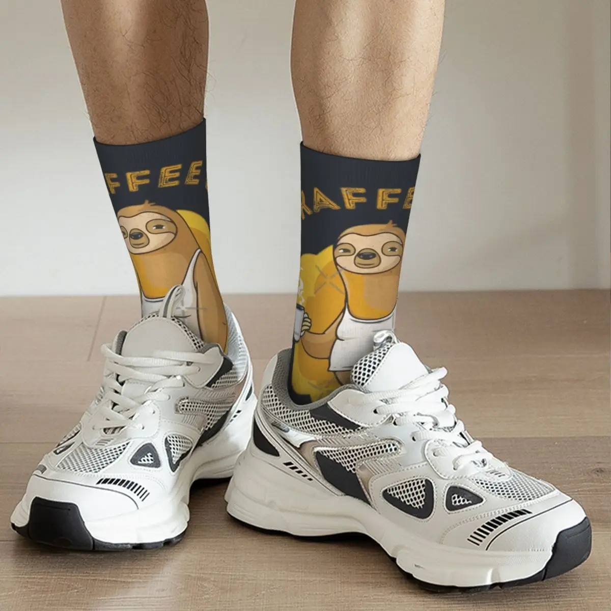 Забавные мужские компрессионные носки Coffee Sloth Essential унисекс бесшовные с принтом в