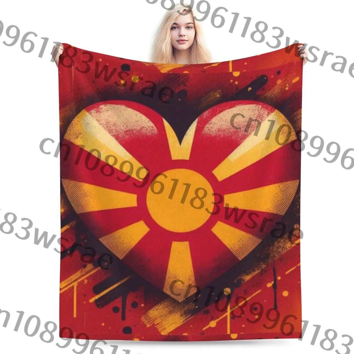 Ультрамягкое Флисовое одеяло с флагом сердца Македонии