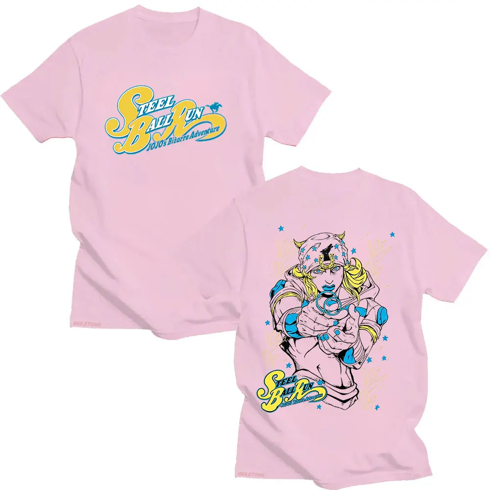 Фото Футболка с изображением Джонатана Джостара из аниме Jojo Bizarre Adventure STEEL BALL RUN, мужская и женская одежда, повседневные хлопковые футболки с короткими рукавами №4