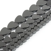 natural black hematite beads love heart spacer loose stone bead for jewelry making diy necklace bracelet handmade accessories