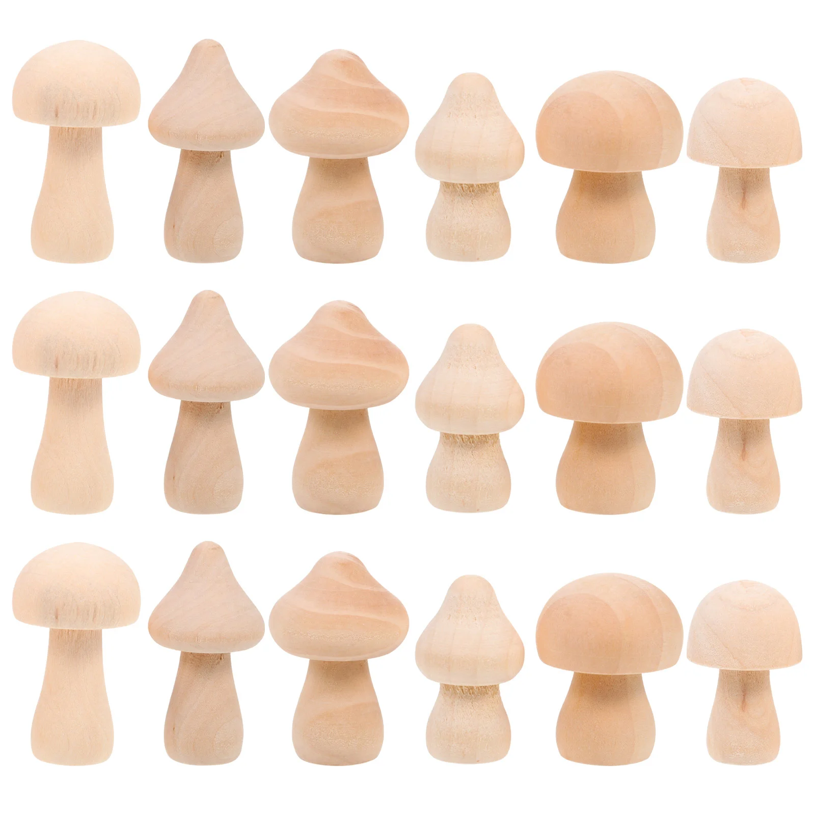 

18 Pcs Small Wooden Mushroom Kids Unfinished Models Nail Modeling Children Graffiti Prop Decors Decorative Simulation