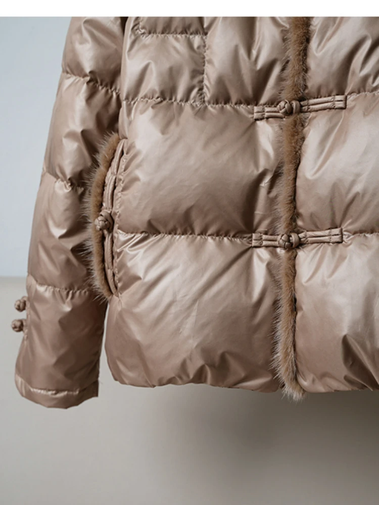 Натуральный натуральный лисьий меховой воротник 90% утиный пух пальто уличная