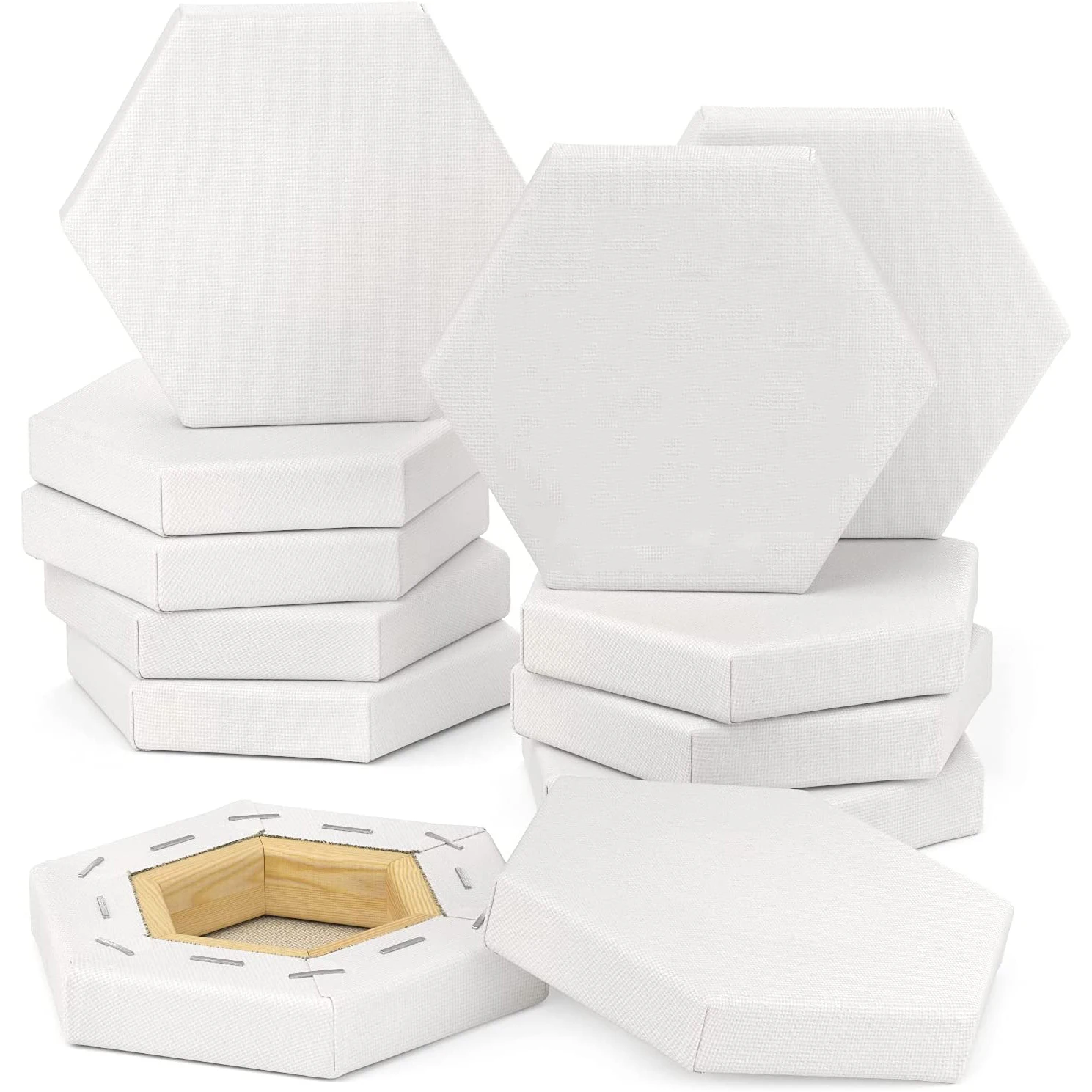 

Blank Canvas 3 Pack Hexagonal Blank Canvases Cotton Gesso-Primed Pine Wood Frame Art Supplies for Acrylic Pouring Oil Painting