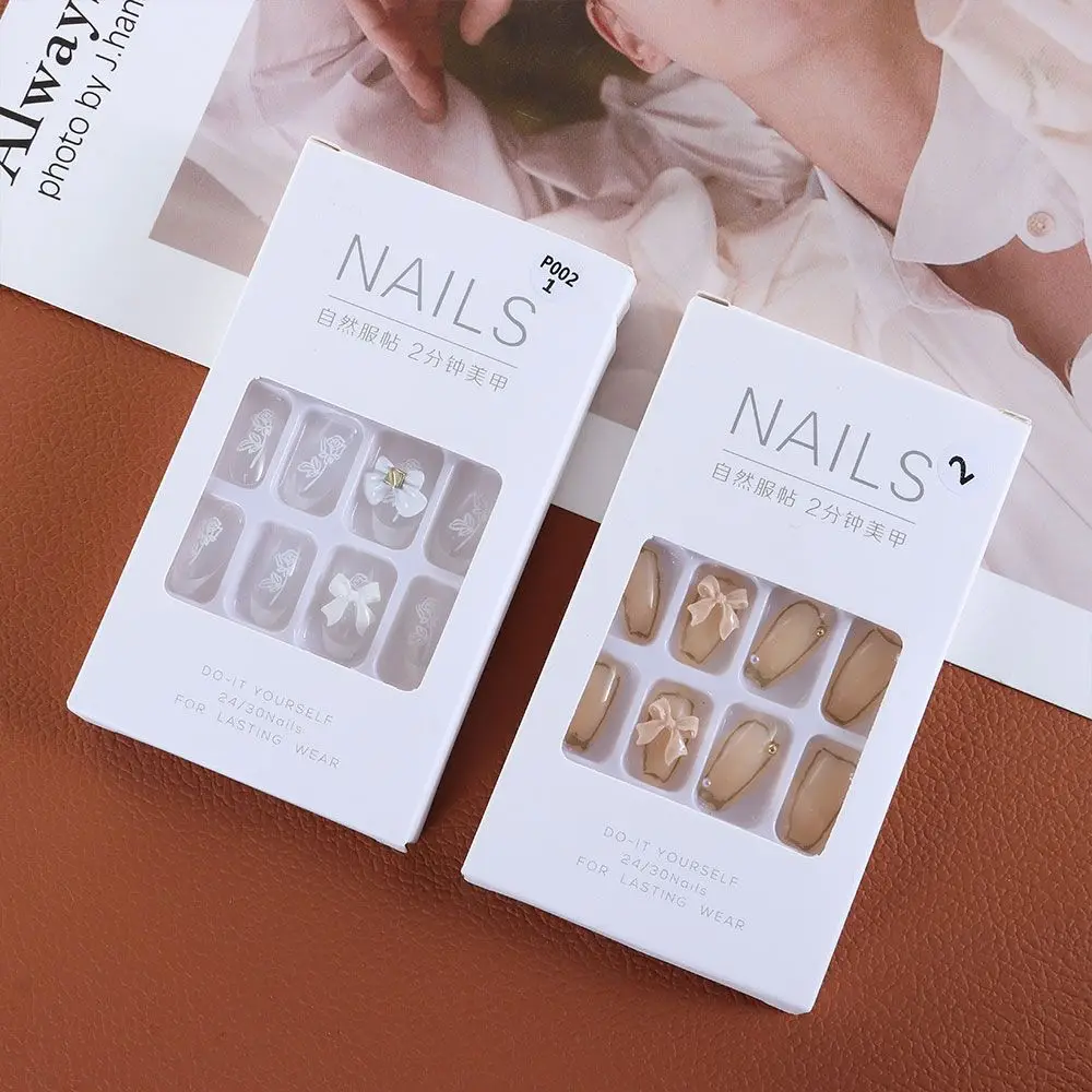 24 шт./компл. съемные короткие накладные ногти в форме роз на День святого