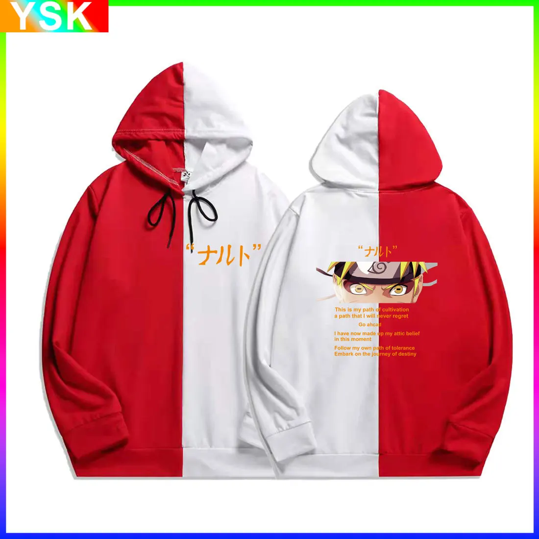 

Spring and Autumn Tops Men's and Women's Hoodies Naruto Naruto Trendy Brand Printing Thin Section Splicing Long-sleeved Sweater