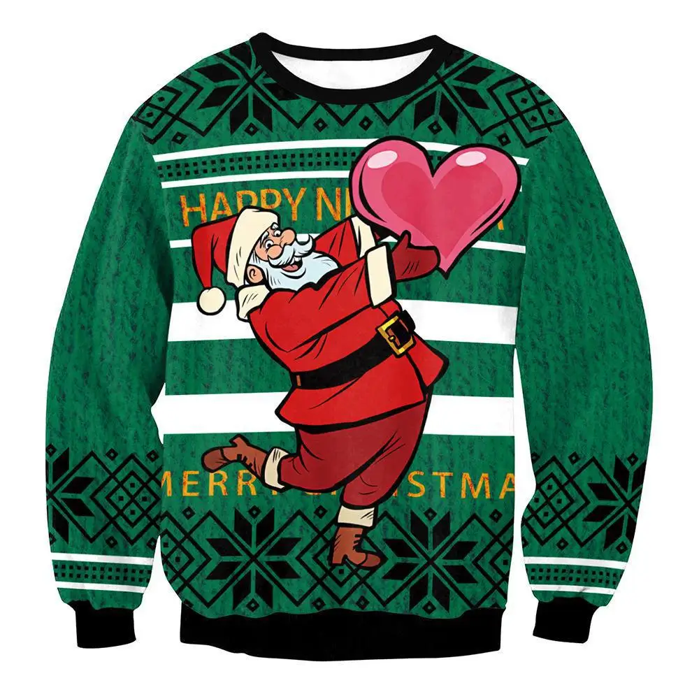 

Новый Европейский код Рождественский Олень 3d печать Женская мода Женский Повседневный Топ оверсайз пуловер Одежда