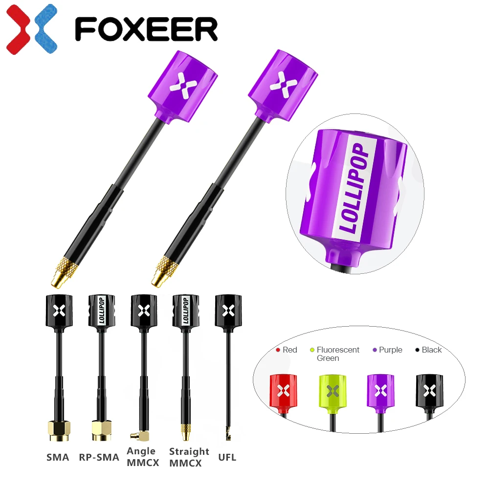 2 шт./коркоркордер Foxeer Micro Lollipop 5,7 ГГц дБи с высоким коэффициентом усиления FPV мини Антенна LHCP / RHCP для FPV гоночного квадрокоптера