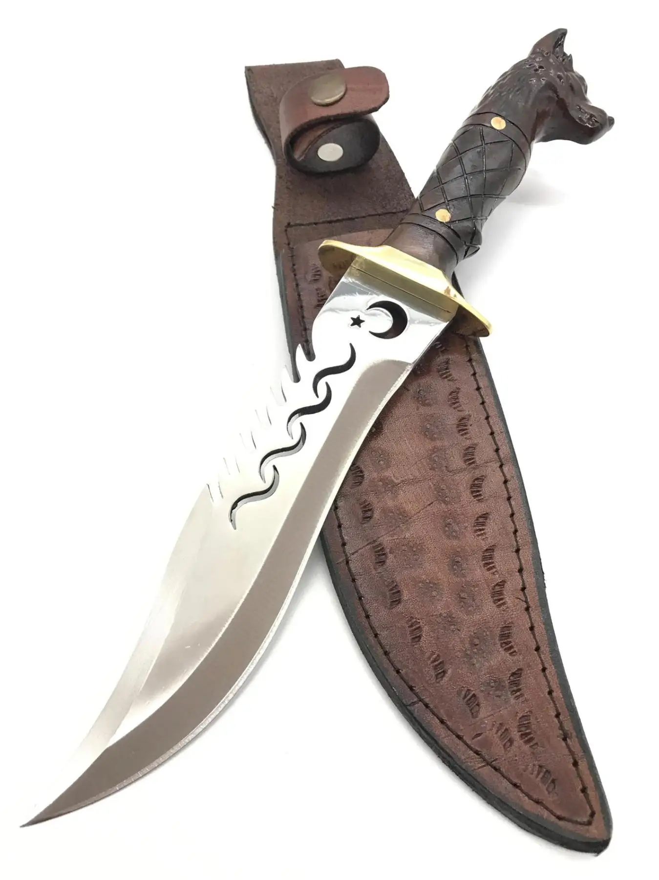 

Handmade Wolf Head Camping Knife BB141
